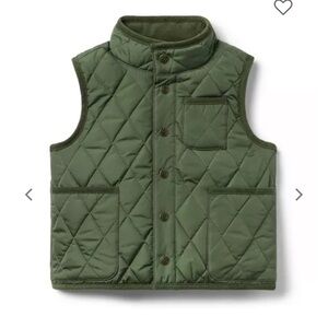 Janie & Jack Toddler Boys Olive Green Quilted Barn Vest 18-24 months NWT